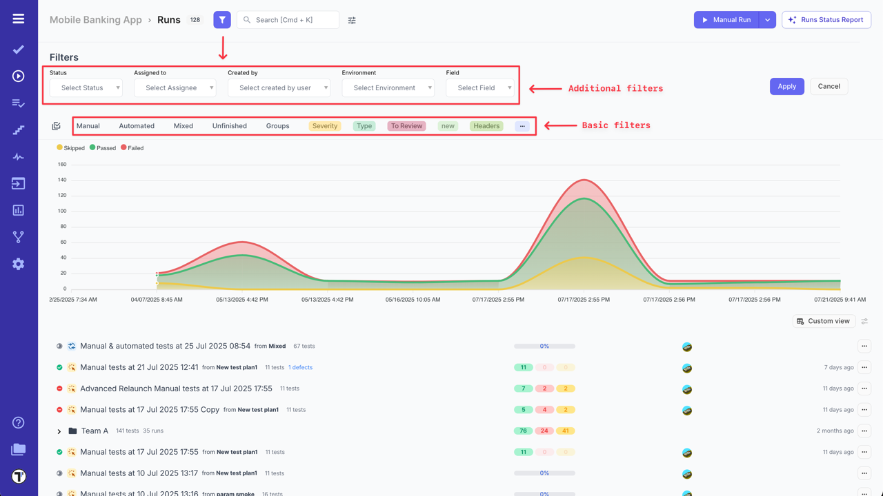 Testomat.io - Run Filters